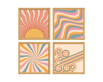 Ret Wall Art Print: Set of 4