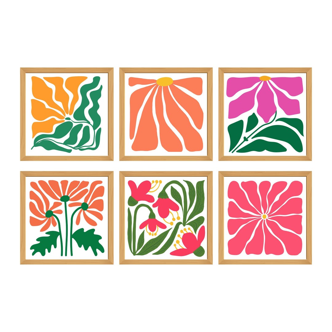 Abstract Square Flower Printable Wall Art Set of 6 - Etsy