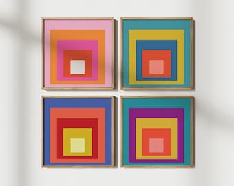 Geometric Wall Art Print: Square Set of 4