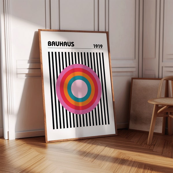 Printable Bauhaus Wall Art|Bauhaus Art Prints|Bauhaus Poster|Geometric Wall Art|Pink Bauhaus Art|Exhibition Wall Art|Bauhaus Art Prints