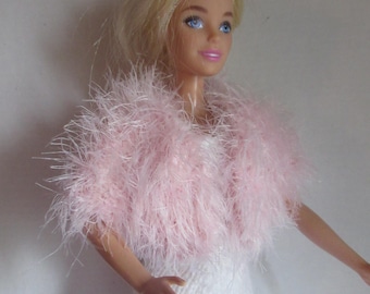 29cm (11.4&quot;) Mannequin Doll Bolero in Furry Wool or Faux Fur Hand Knitted