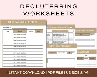 Decluttering Checklist Worksheet Printable | Organize & Simplify Your Home