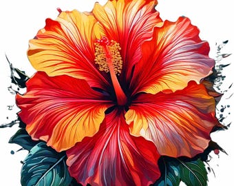 Hibiscus Flower Clipart: Tropical PNG Graphics (Digital Download)