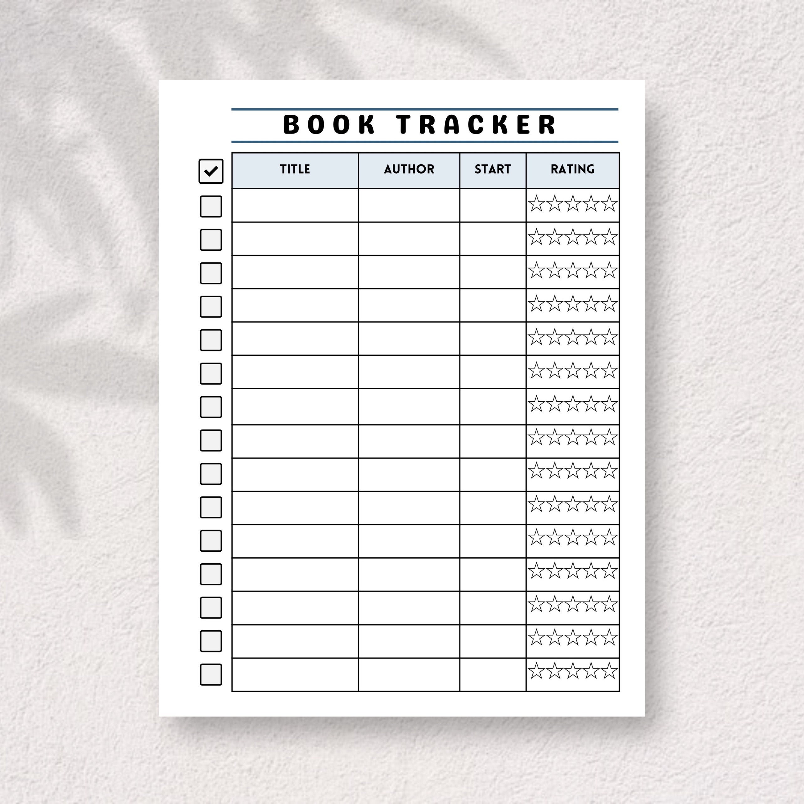 Book Tracker Printable Reading Log Printable Bookworm Checklist Book ...