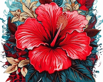 Hibiscus Clipart Bundle, 10 Tropical Flower High-Resolution PNG , Instant Digital Download, Transparent Background