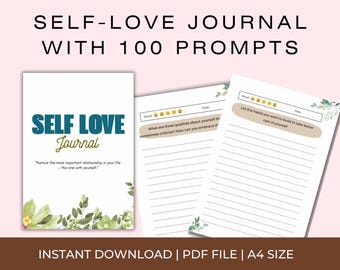 Self-Love Journal with 100 Prompts | Printable PDF | Self-Care, Mindfulness & Personal Growth