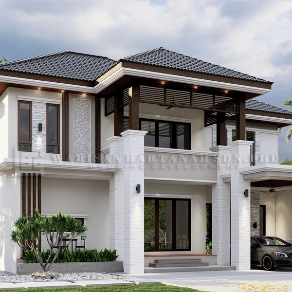 Edesign Le Bali WH D82 | 5 chambres 3 salles de bain | Conception de maison | Maison 3D | Maison Moderne | Maison balinaise | Conception architecturale | Design de maison
