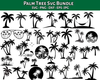 Paquete SVG de palmeras: archivos de corte de silueta (descarga digital)