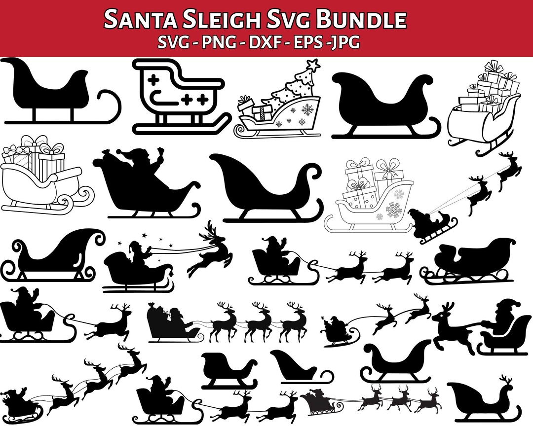 Santa Sleigh SVG: Reindeer Silhouette Cut File (digital Download) - Etsy