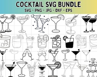 Cocktail Illustrations SVG Bundle: Signature Drink Clipart (Digital Download