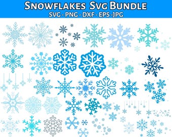 Sneeuwvlok SVG-bundel, winter gesneden bestanden (digitale download)