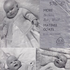 Stickmönster för vintage babymatinékappa i PDF-format – Beehive Baby Wool Styles