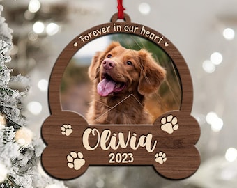Dog Memorial Ornament, Personalized Dog with Name & Date, Pet Memorial Gift for Pet Owner, Forever Loved, Pet Loss Ornament, Pet Remembrance