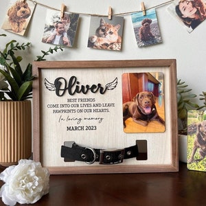 Memorial Pet Collar Sign, Loss of Dog, Puppy Memorial Wood Frame With Collar Holder, Dog Memorial Gifts, Pet Loss Gifts, Pet Sympathy Gift