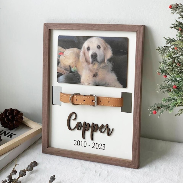 Custom Memorial Pet Collar With Photo, Pet Sympathy Gift, Dog Memorial Frame For Loss Of Dog, Dog Memorial Gifts, Pet Loss Gifts