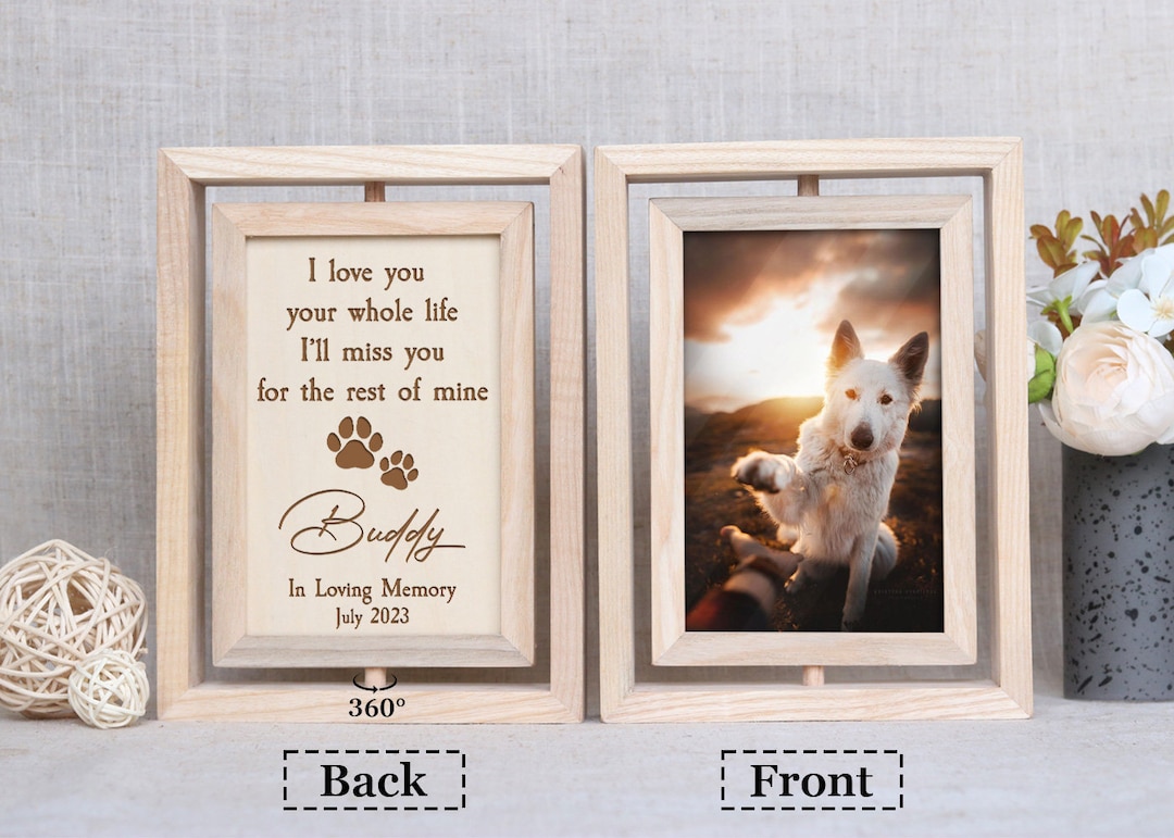 Personalized Pet Memorial Photo Frame, Loss of Dog, Puppy Memorial Wood