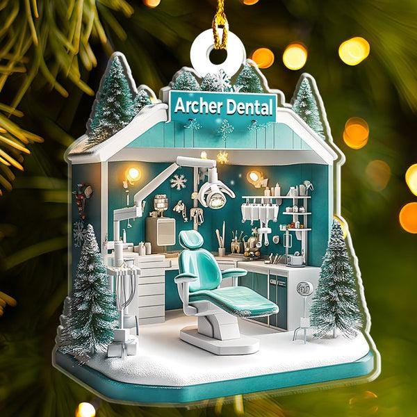 Personalized Dental 2d Flat Printed Acrylic Ornament, Dental Gifts