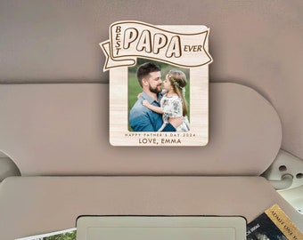 Personalized Car Visor Clip, Father's Day Gift Photo Magnet, Wallet Size Photo Frame, Dad photo frame, gift for grandpa, Gift For Dad, Uncle