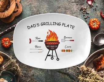 Custom Grilling Plate for Dad | Personalized funny Platter Gift "Daddy's Grilling Plate" Gift for Father's Day Birthday for Him | Papa