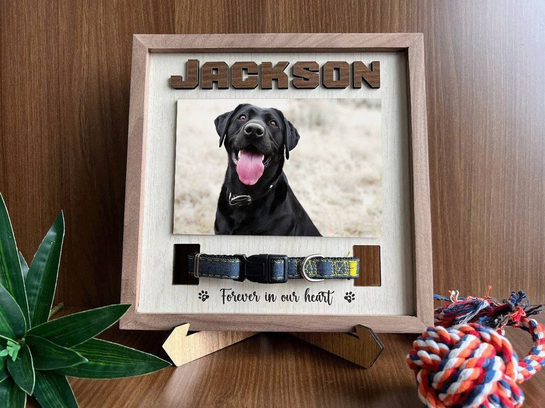 Memorial Pet Collar Sign, Dog Memorial Wood Frame With Collar Holder