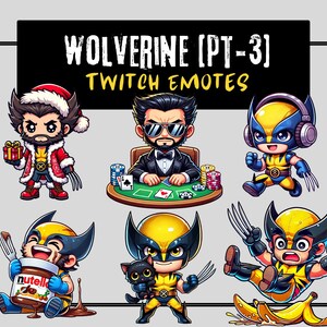 12 Twitch Emotes Wolverine Pt3 | Emotes Twitch | Chibi Emotes | Text Emotes | Discord Emotes | Kick Emotes | Stream Pack | Wolverine | Emote