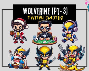 12 Chibi Wolverine Twitch Emotes | Superhero Stream Pack Part 3