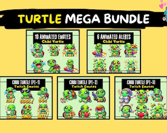 Chibi Turtle Twitch Emotes: Animated Streamer Bundle