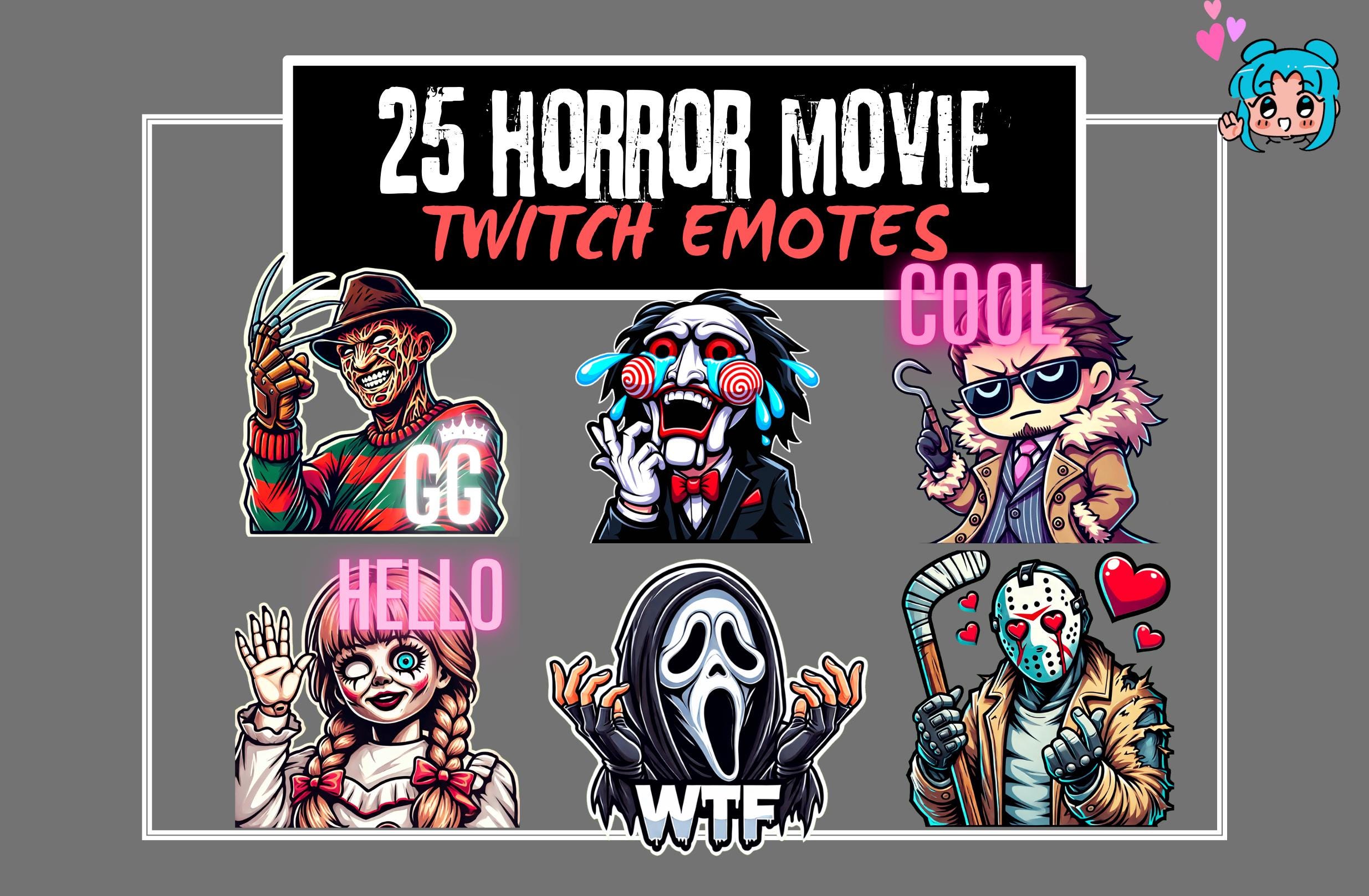 25 Halloween Emotes | Twitch Emotes | Horror Movie Emotes | Emotes Pack | Discord Emotes | Custom Emotes | Twitch Emote | Emotes Twitch