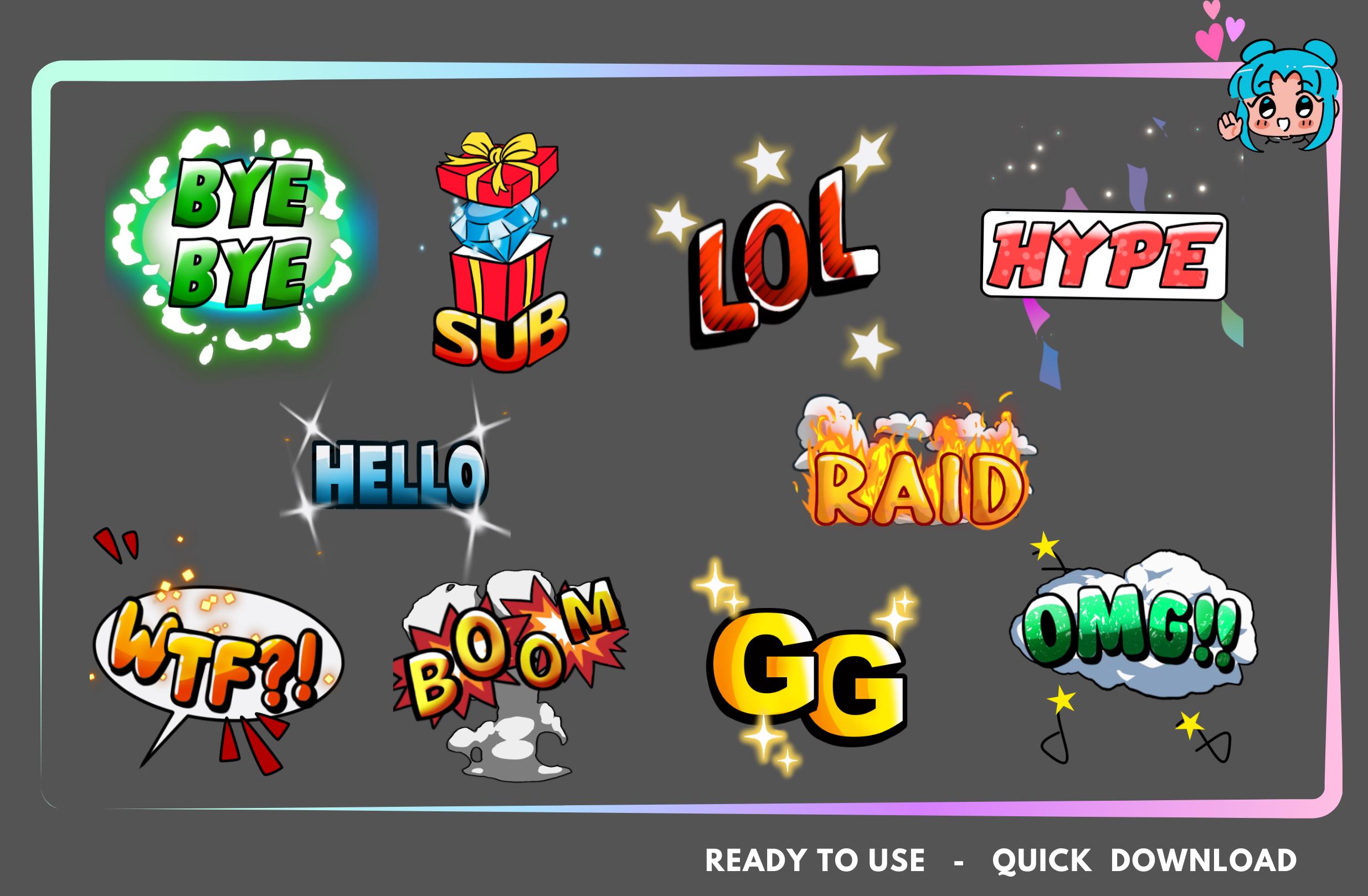 10 Animated Text Emotes | Twitch Text Emotes | Text Emote | GG Emote ...