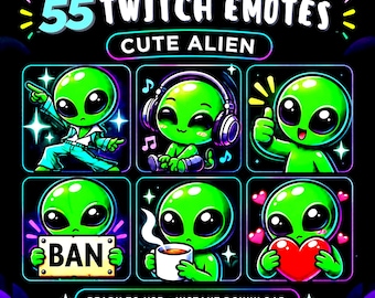 55 Chibi Alien Emotes | Twitch Emotes | Twitch Emotes Pack | Discord Emotes