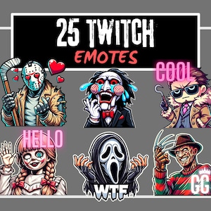 25 Horror Movies Emotes | Twitch Emotes | Halloween Emotes | Emotes Pack | Discord Emotes | Custom Emotes | Vtuber Emotes | Emotes Twitch