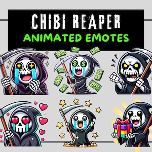 6 Reaper Animated Emotes | Twitch Emotes | Animated Twitch Emotes | Discord Emotes | Chibi Emotes | Reaper Emotes | Twitch Emotes Animated