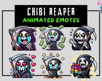 Chibi Reaper Animated Emotes: Twitch/Discord Emotes (6 Pack)
