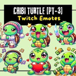 10 Twitch Emotes Chibi Turtle Pt-3 | Emotes Twitch | Chibi Emotes | Emotes | Discord Emotes | Kick Emotes | Stream Emotes | Twitch Overlay