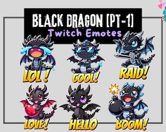 12 Chibi Black Dragon Twitch Emotes | Funny Stream Pack (Pt 1)