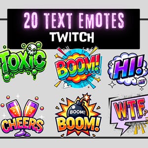 20 Twitch Emotes | Text Emotes | Twitch Emotes Pack | Emotes Twitch | Discord Emotes | Custom Emotes | Twitch Overlay | Streaming | Emotes