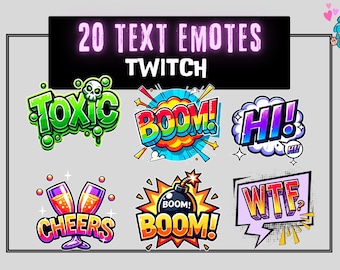 20 Twitch Emotes | Text Emotes | Twitch Emotes Pack | Emotes Twitch | Discord Emotes | Custom Emotes | Twitch Overlay | Streaming | Emotes