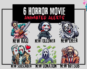 6 Halloween Killers Twitch Alerts | Twitch Alerts | Stream Alerts | Twitch Halloween | Halloween Stream