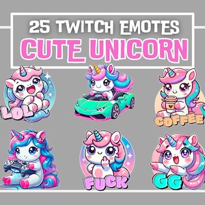 25 Cute Unicorn Emotes | Twitch Emotes | Text Emotes | Emotes Pack | Discord Emotes | Custom Emotes | Vtuber Emotes | Emotes Twitch | Emotes