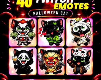 40 Halloween Cat Emotes | Twitch Emotes | Halloween Emotes | Twitch Emotes Pack | Discord Emotes