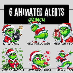 6 Twitch Alerts | Grinch Alerts | Stream Alerts | Twitch Animated Alerts | Christmas Alerts | Stream Pack | Sub Alert | Raid Alert | Discord