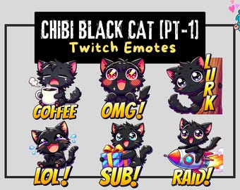 10 Twitch Emotes Chibi Cat Pt-1 | Emotes Twitch | Chibi Emotes | Text Emotes | Discord Emotes | Kick Emotes | Stream Emote | Cat Emotes