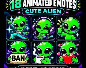 18 Animated Alien Emotes | Twitch Emotes Animated | Animated Emotes | Twitch Emotes Pack | Discord Emotes