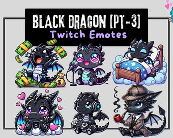 12 Chibi Black Dragon Twitch Emotes Pt 3 | DnD Stream Pack