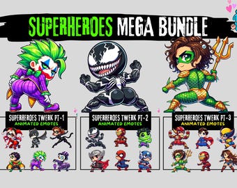 Superhero Twerk Emotes: Animated Twitch Streamer Pack (GIF & PNG)