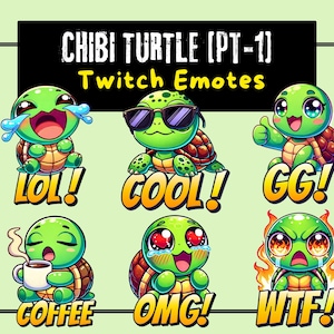 10 Twitch Emotes Chibi Turtle Pt-1 | Emotes Twitch | Chibi Emotes | Text Emotes | Discord Emotes | Kick Emotes | Stream Emote | Animal Emote