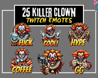 25 Halloween Clown Twitch Emotes | Horror Stream Pack