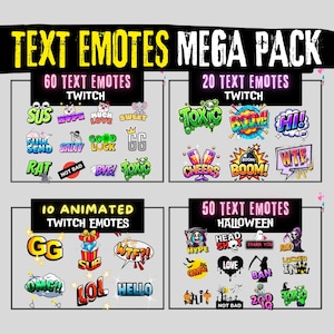 140 Twitch Emotes | Text Emotes Mega Pack | Emotes Twitch | Emote Pack | Discord Emotes | Halloween Emotes | Kick Emotes | Twitch Overlay