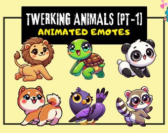 10 Animated Chibi Animal Twerk Emotes | Twitch, Discord (GIF)