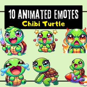 10 Animated Chibi Turtle Emotes | Twitch Emotes | Animated Emotes | Animated Twitch Emotes | Emotes Twitch | Discord Emotes | Twitch Overlay